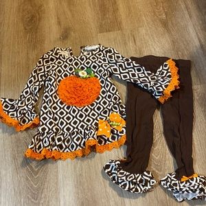 Girls 3T brown and orange pumpkin outfit.